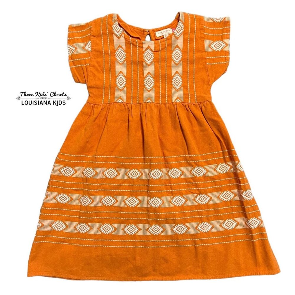 Pink Chicken 10Y Orange Embroidered Dress